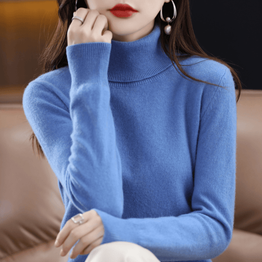 Damen Klassischer Warmer Strickpullover Rollkragen - Eveloria