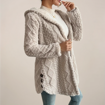 Damen Strickcardigan Locker Frühling Baumwolle Beige