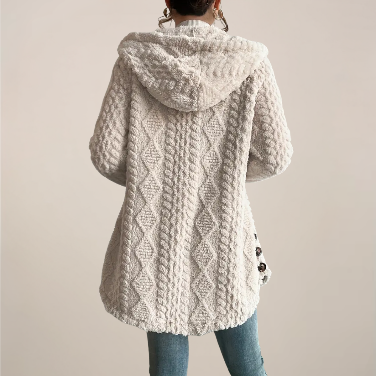 Damen Strickcardigan Locker Frühling Baumwolle Beige