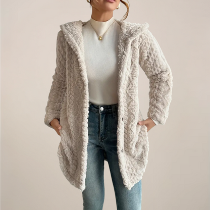 Damen Strickcardigan Locker Frühling Baumwolle Beige - Eveloria