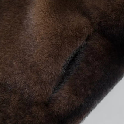 Damen Faux-Fur-Mantel Dunkel Lang