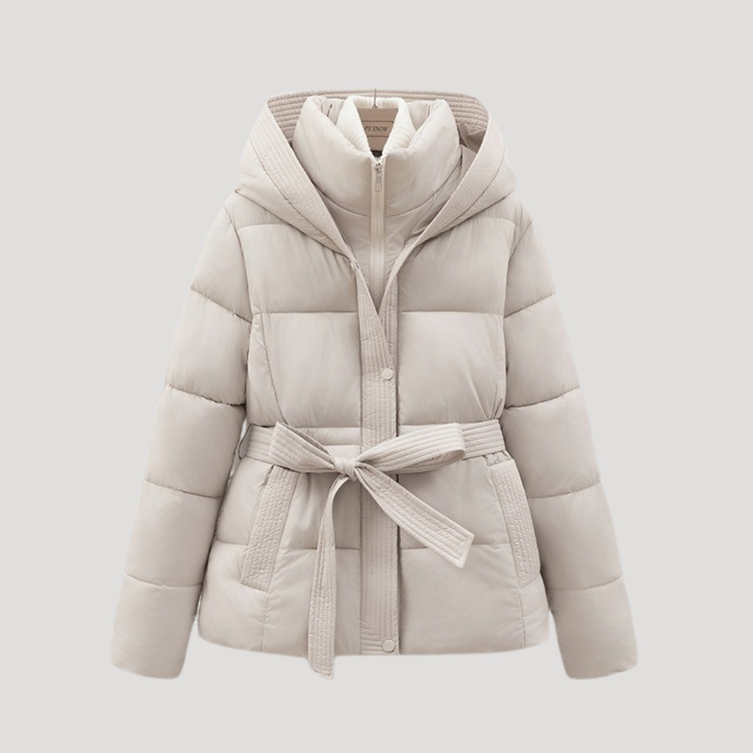 Damen Steppjacke mit Kapuze Gefüttert Schwarz - Eveloria