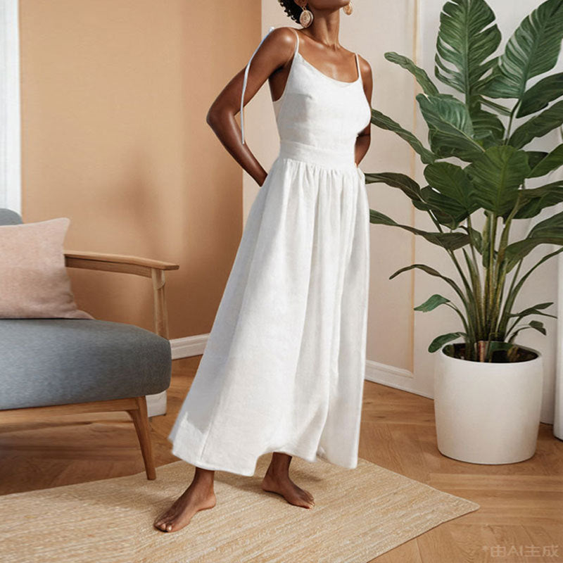 Damen Midikleid V-Ausschnitt Rückenausschnitt Schlitz