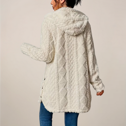 Damen Kapuzenjacke Lang Mit Strukturierter Optik