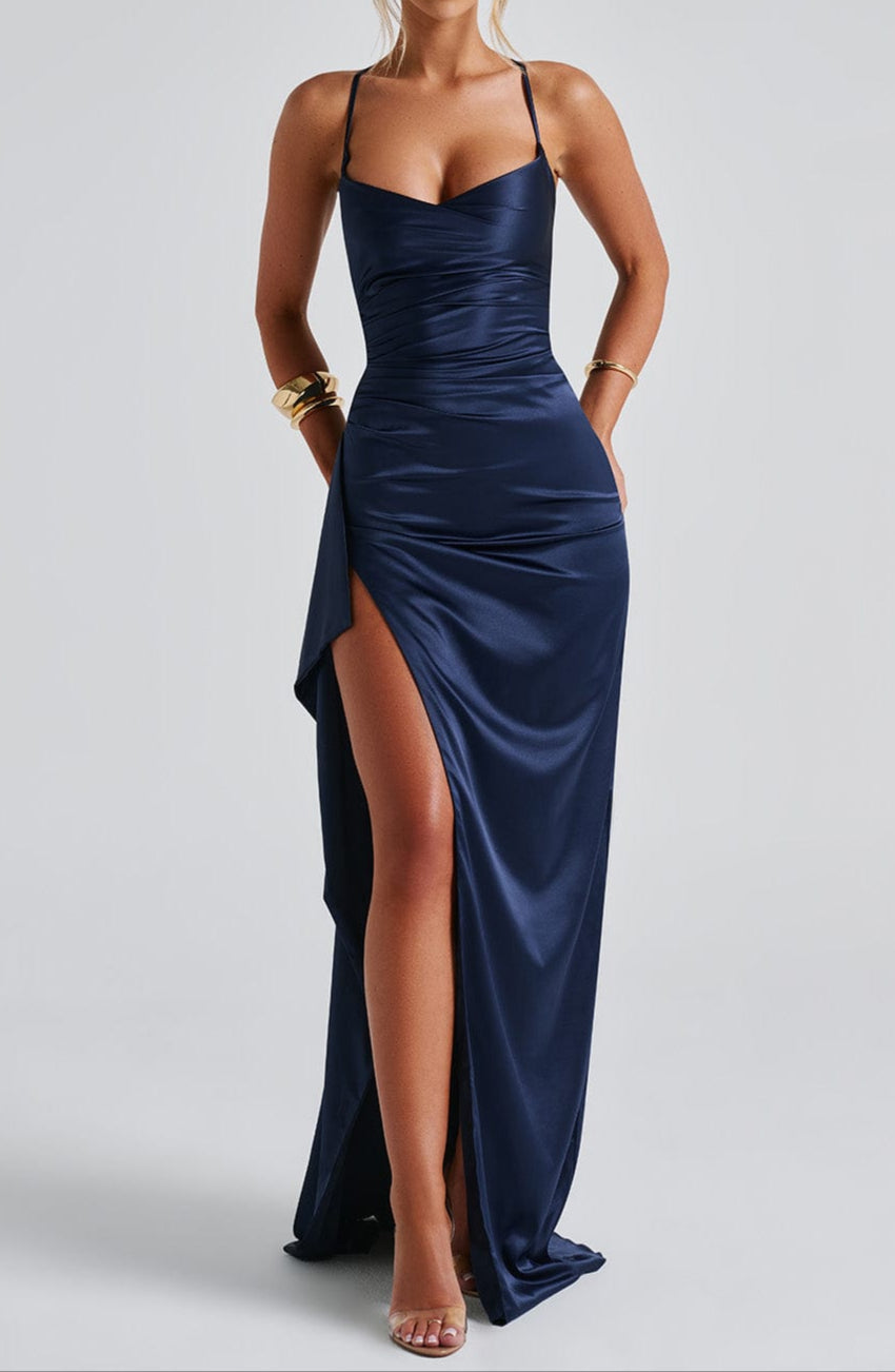 Damen Trägermaxikleid Mit Schlitz Abendkleid