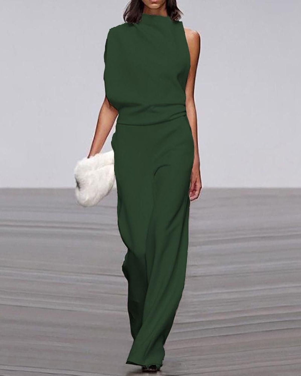Viviane Damen Jumpsuit Weites Bein Einer Schulter