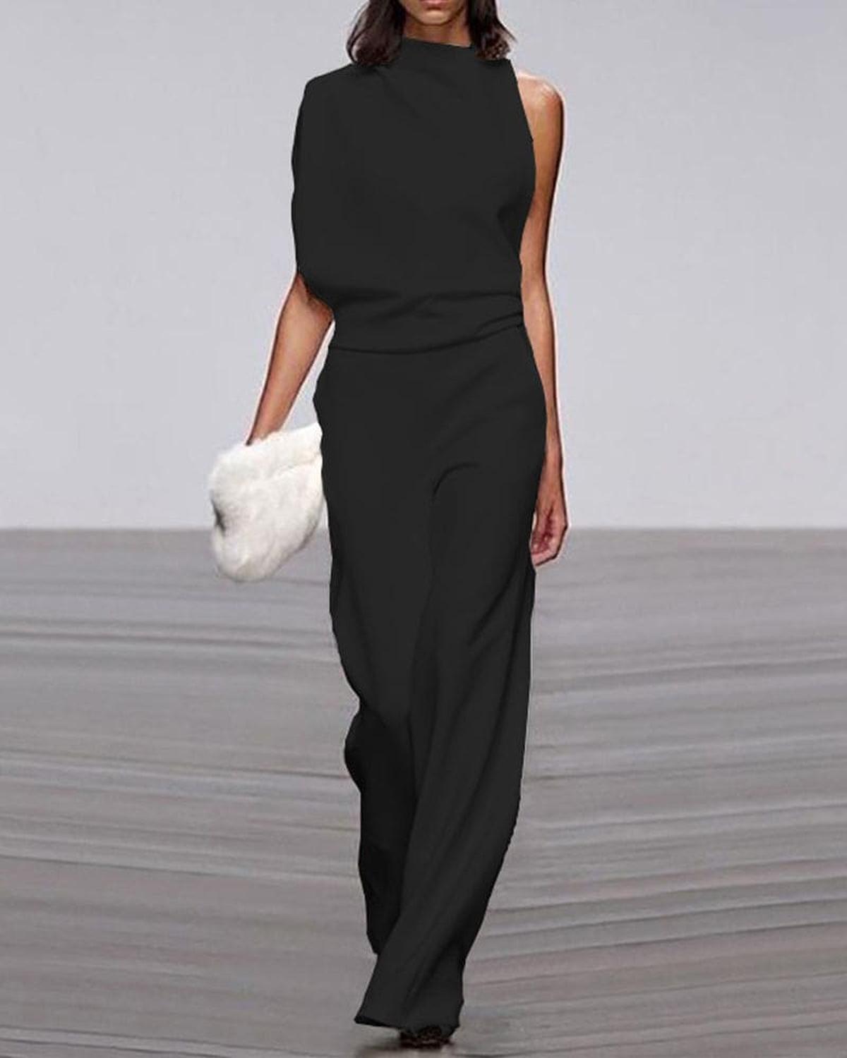 Viviane Damen Jumpsuit Weites Bein Einer Schulter