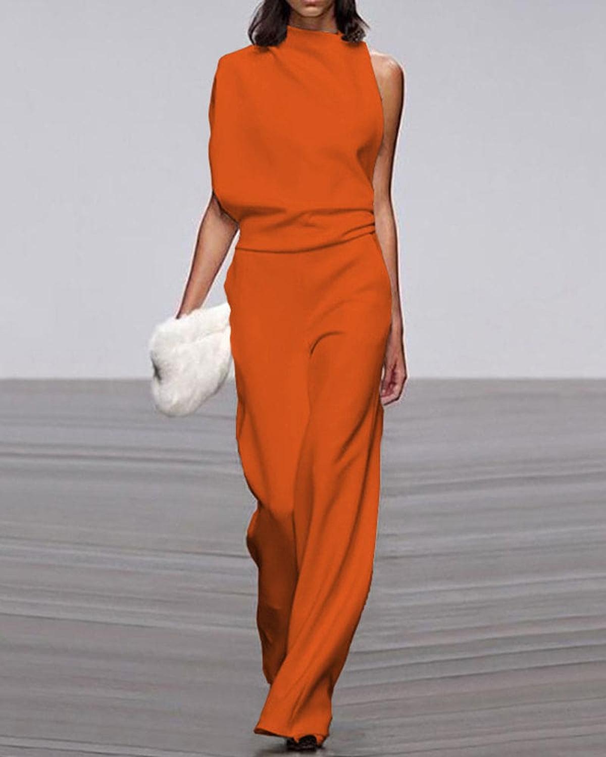 Viviane Damen Jumpsuit Weites Bein Einer Schulter