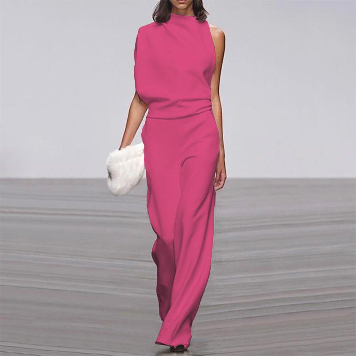 Viviane Damen Jumpsuit Weites Bein Einer Schulter