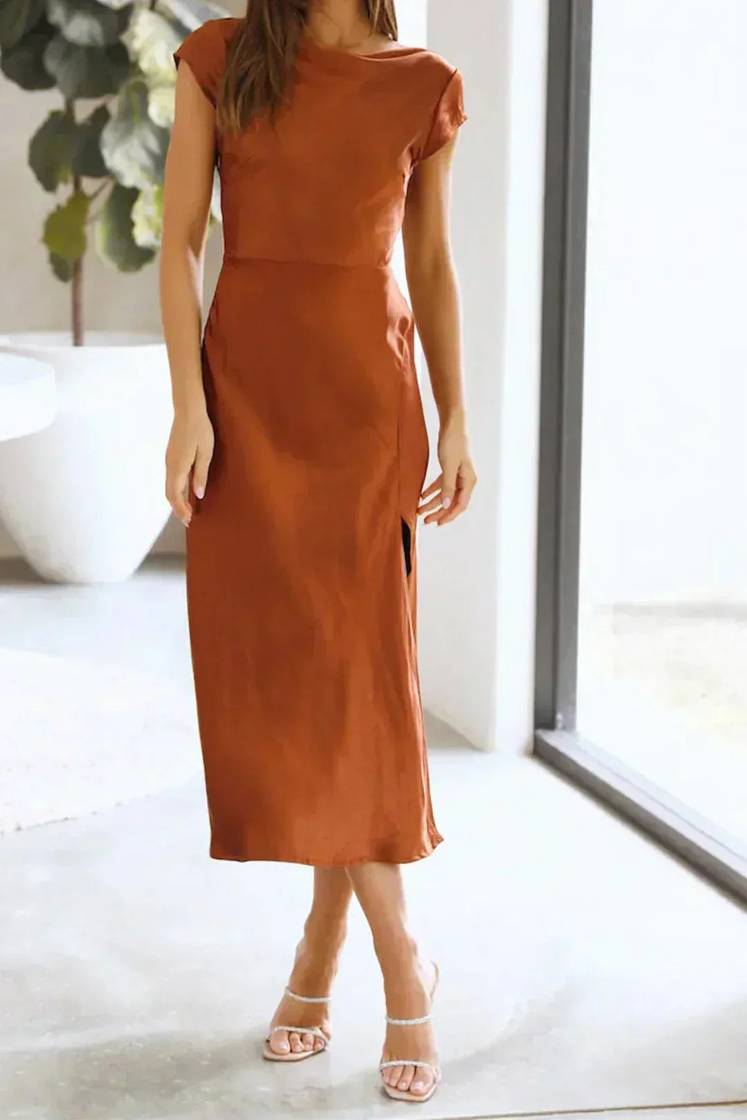 Damen Slip-Midikleid Minimalistisch