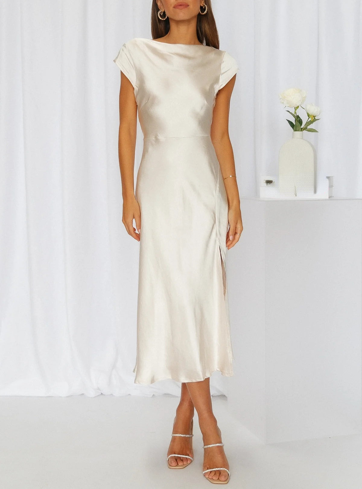 Damen Slip-Midikleid Minimalistisch