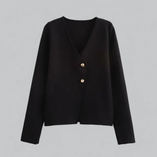 Damen Cardigan Mit Knöpfen Beige - Eveloria