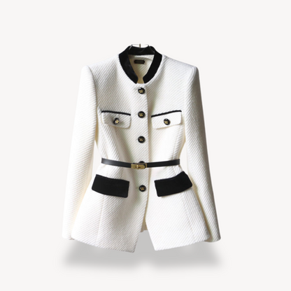 Damen Maßgeschneiderter Blazer Gürtel Knopfverschluss