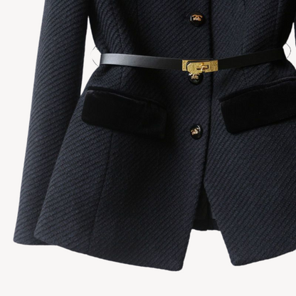 Damen Maßgeschneiderter Blazer Gürtel Knopfverschluss
