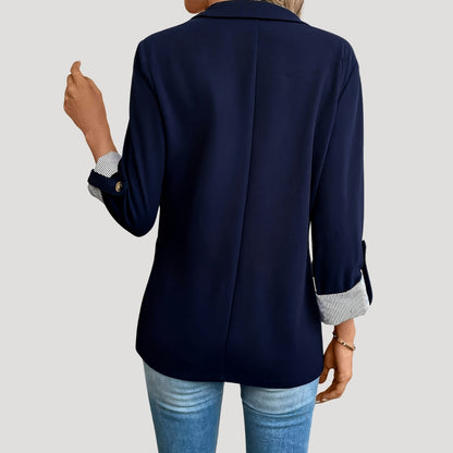 Damen Maßgeschneiderter Einreihiger Blazer Hochgekrempelte Ärmel