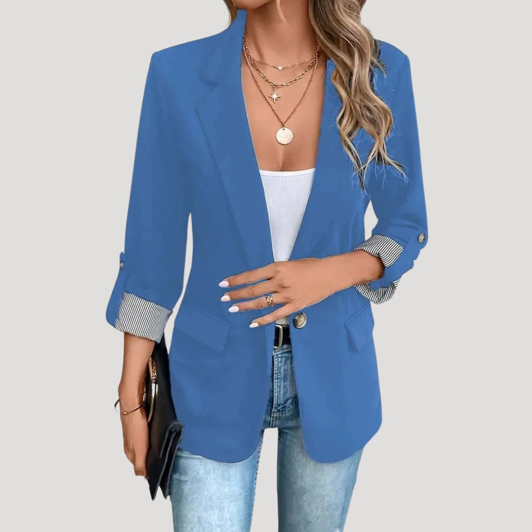 Damen Maßgeschneiderter Einreihiger Blazer Hochgekrempelte Ärmel