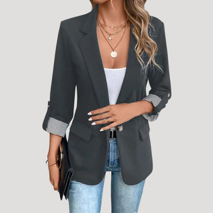 Damen Maßgeschneiderter Einreihiger Blazer Hochgekrempelte Ärmel