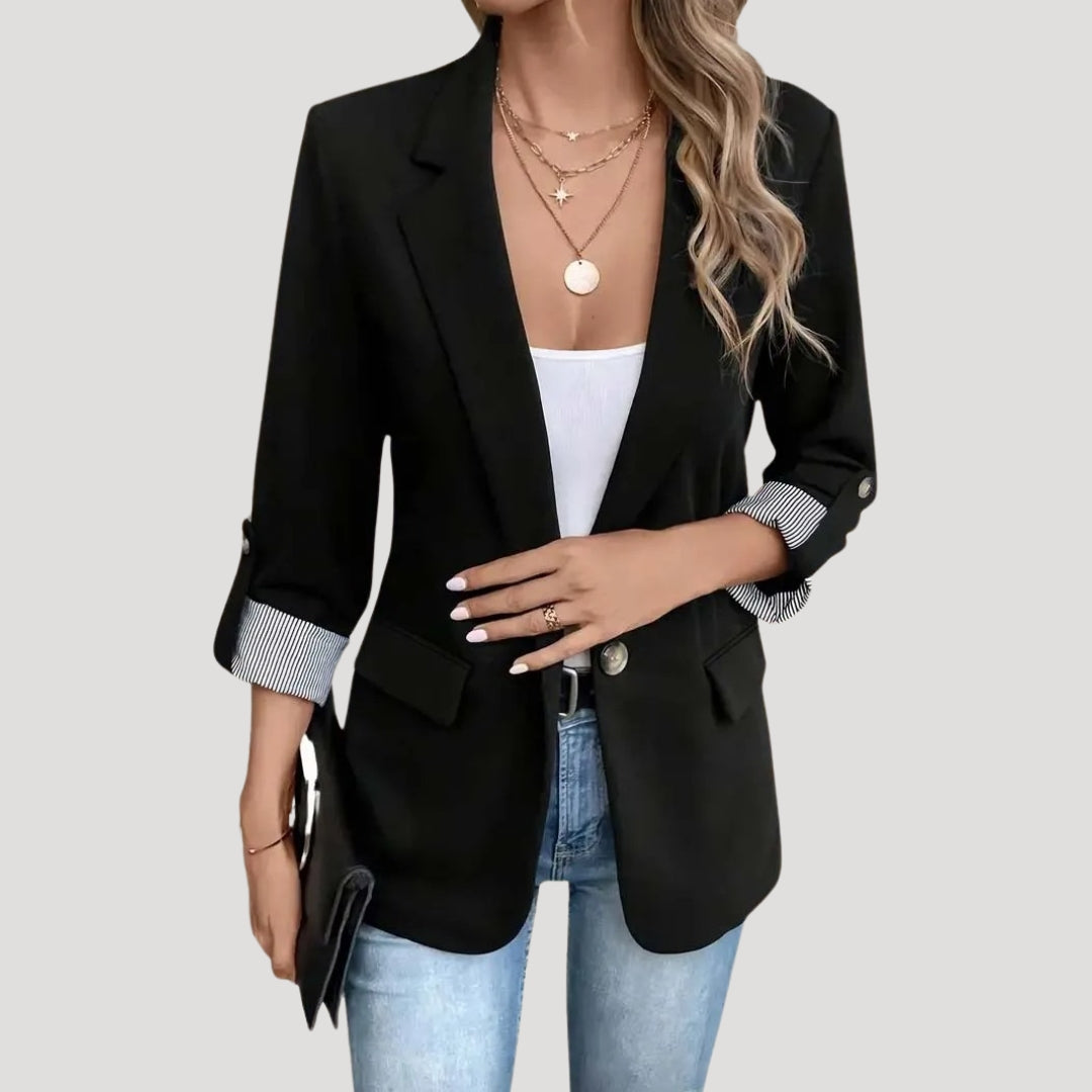 Damen Maßgeschneiderter Einreihiger Blazer Hochgekrempelte Ärmel