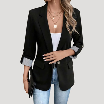 Damen Maßgeschneiderter Einreihiger Blazer Hochgekrempelte Ärmel
