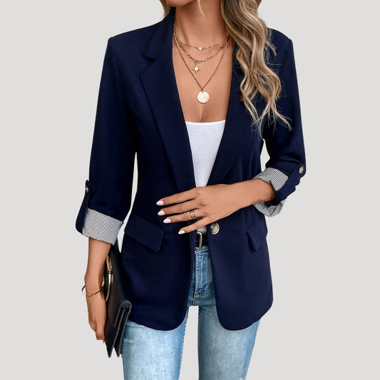 Damen Maßgeschneiderter Einreihiger Blazer Hochgekrempelte Ärmel - Eveloria