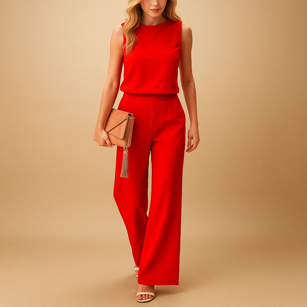 Damen Ärmelloser Jumpsuit Rundhalsausschnitt