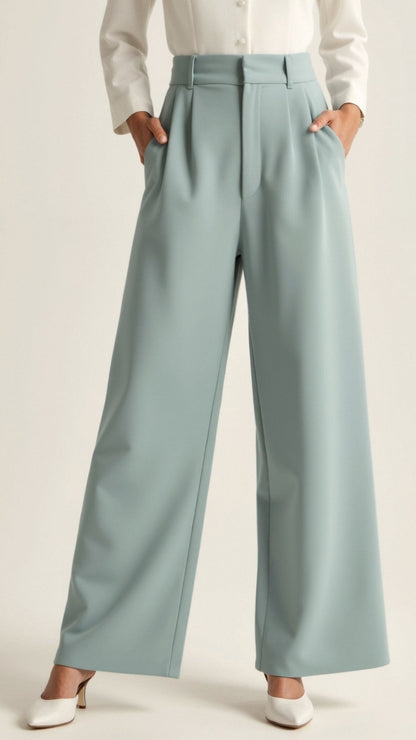Damen Weitbeinige Hose Hohe Taille