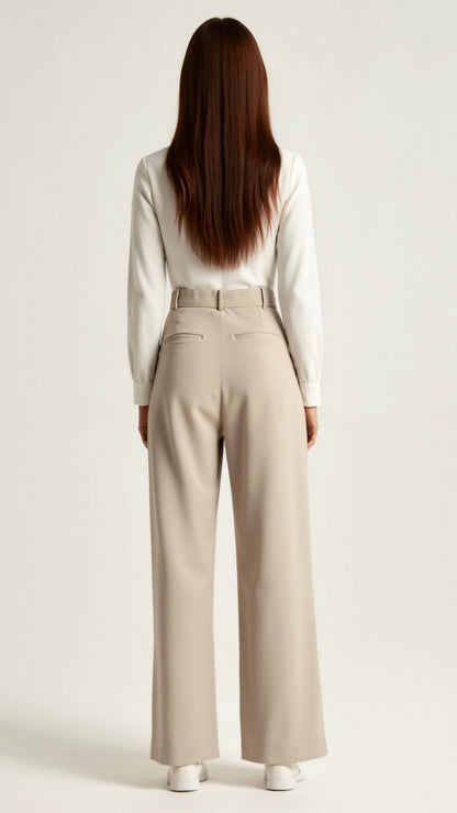 Damen Weitbeinige Hose Hohe Taille