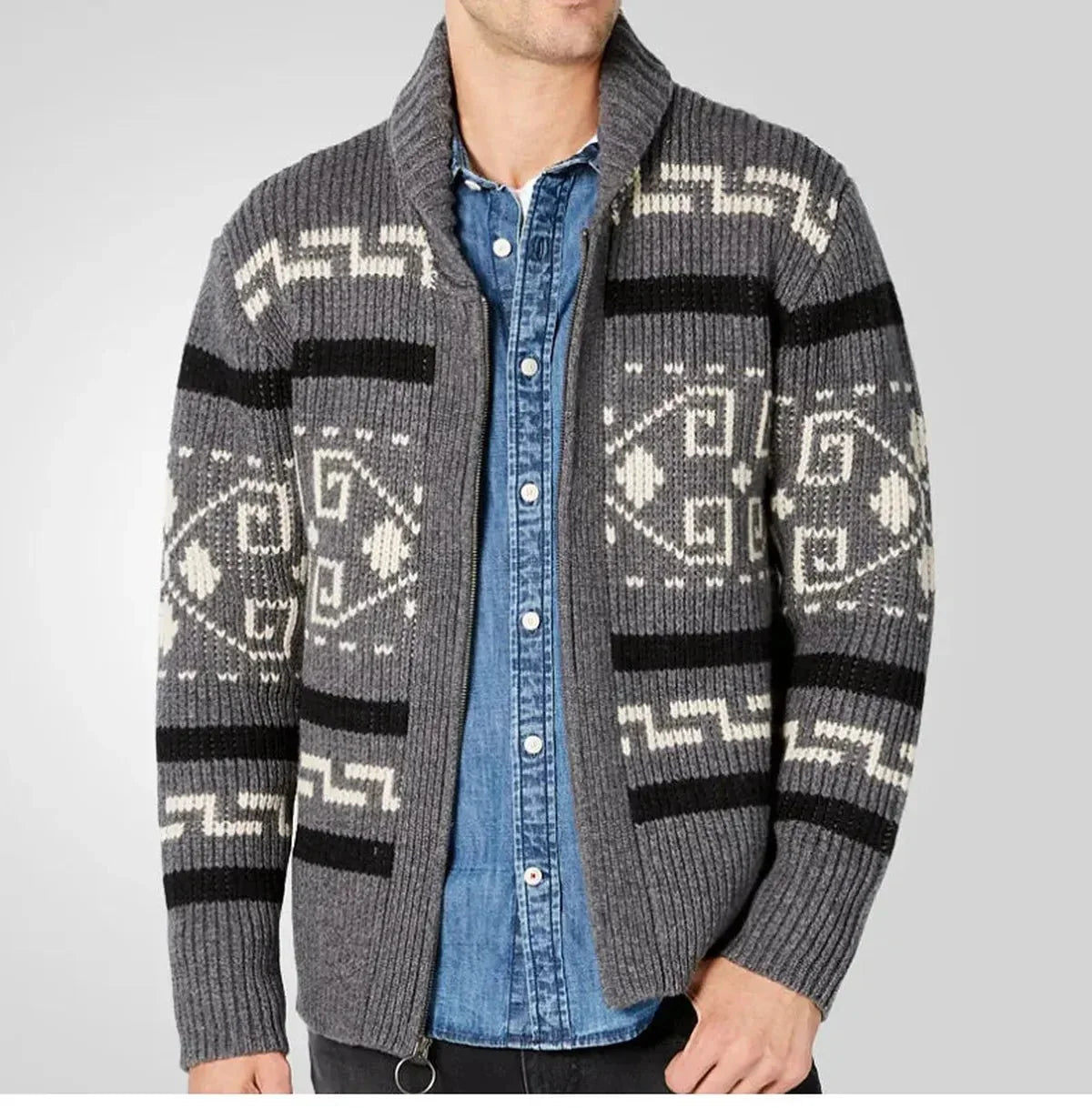 Herren Strickjacke Warm Muster