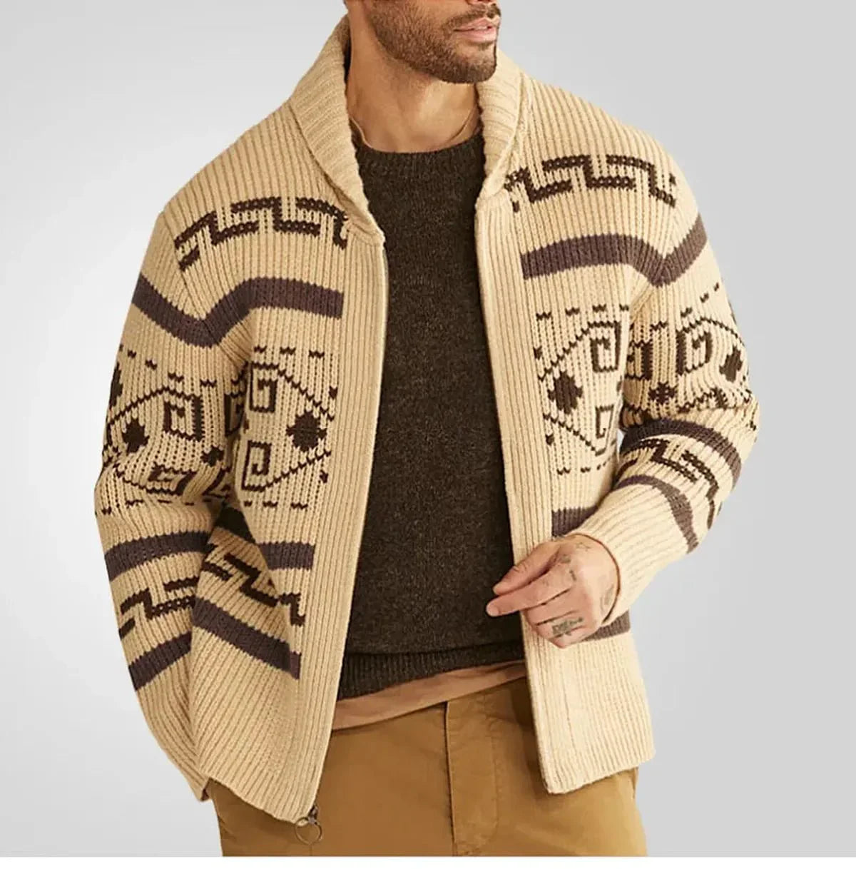 Herren Strickjacke Warm Muster - Eveloria