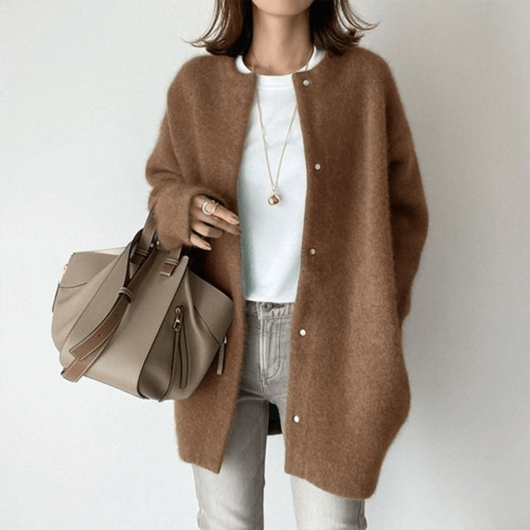 Damen Wollcardigan Leicht Beige