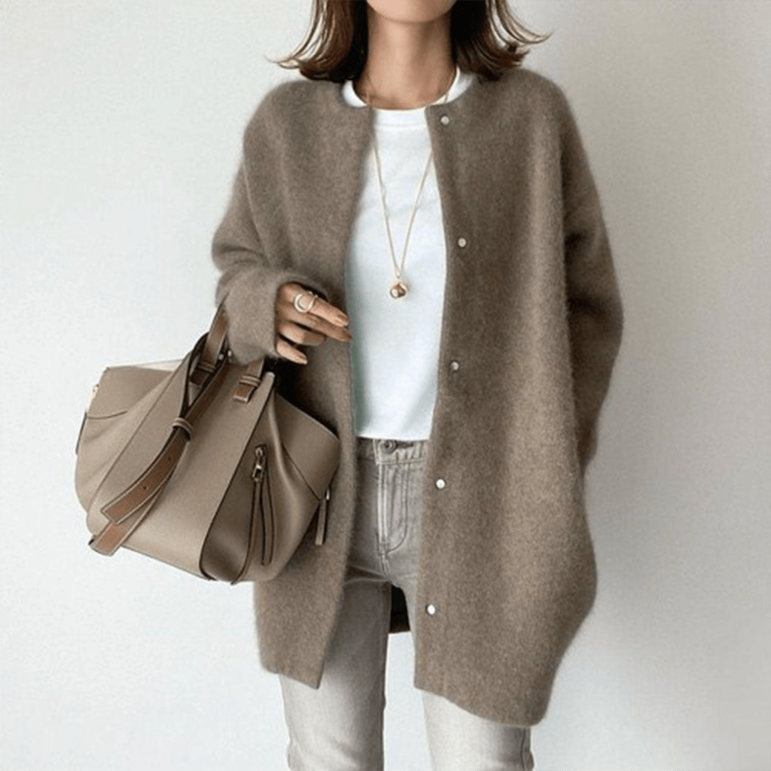 Damen Wollcardigan Leicht Beige