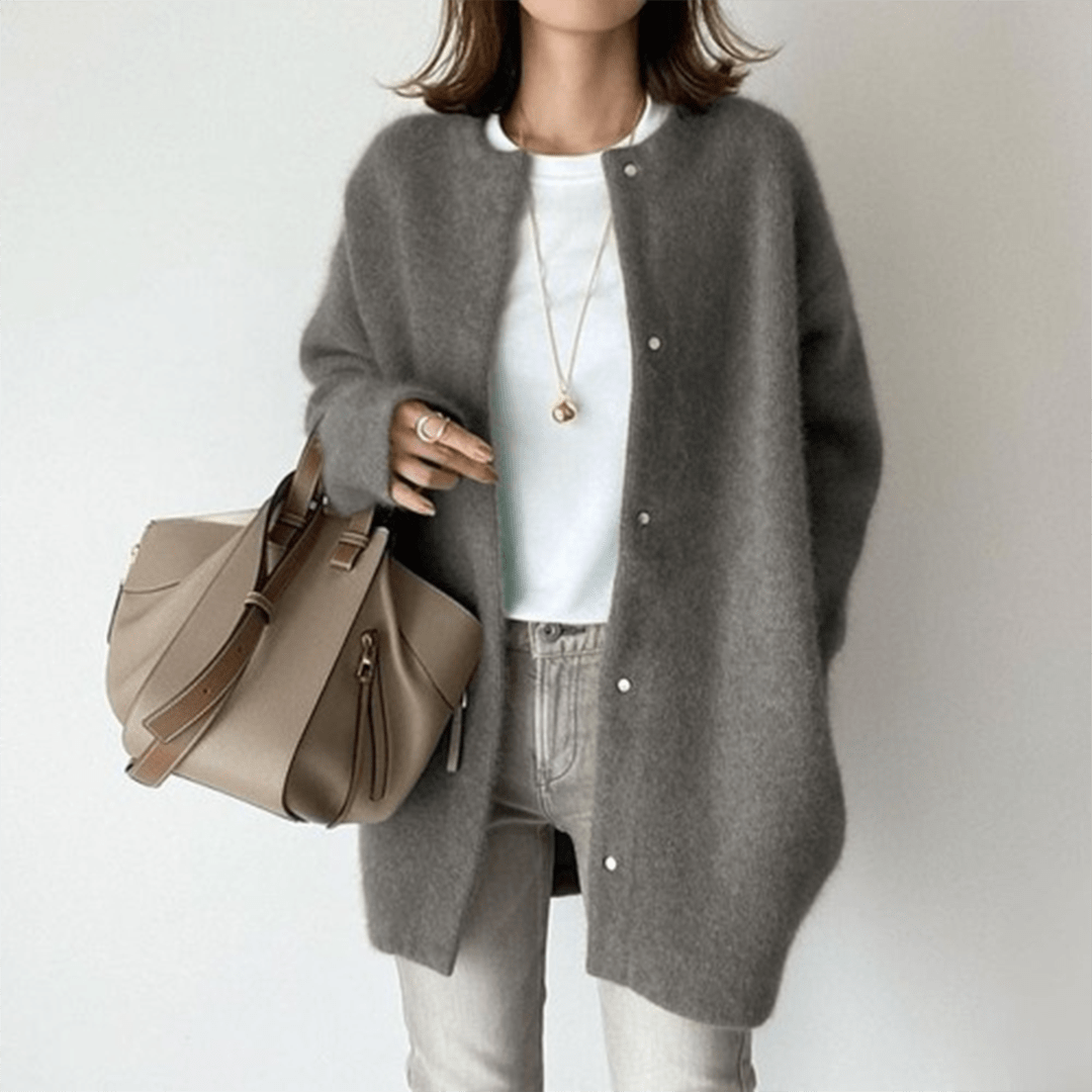 Damen Wollcardigan Leicht Beige