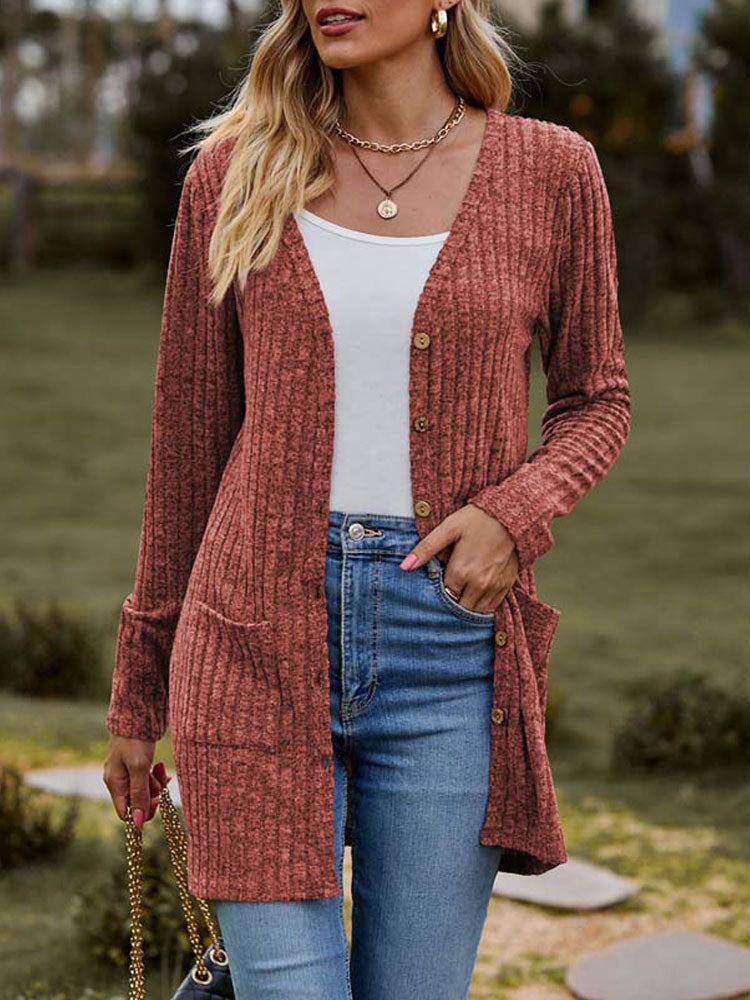 Damen Strickjacke Mit Taschen