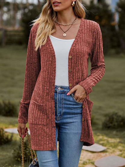 Damen Strickjacke Mit Taschen