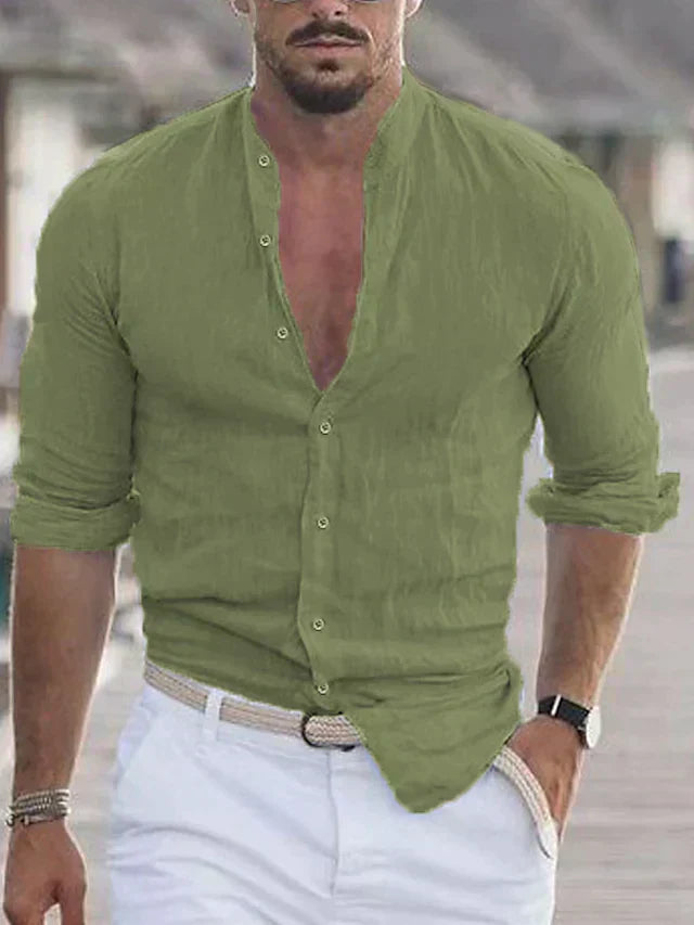 Herren Langarm Henley Hemd Lässig