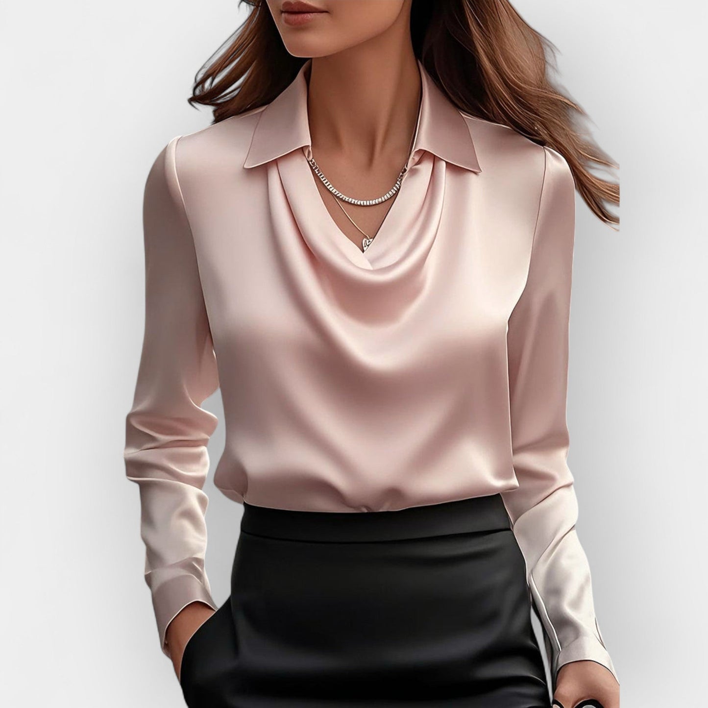Damen Satin Bluse Glitzer Elegant