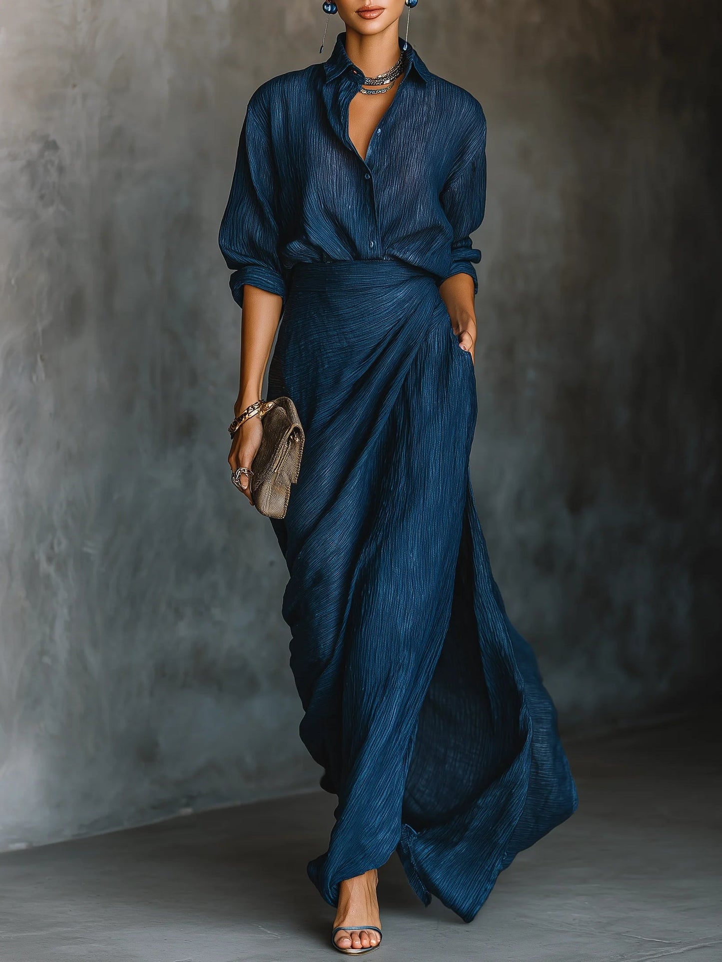 Damen Elegantes Hemd und Langrock Set - Eveloria