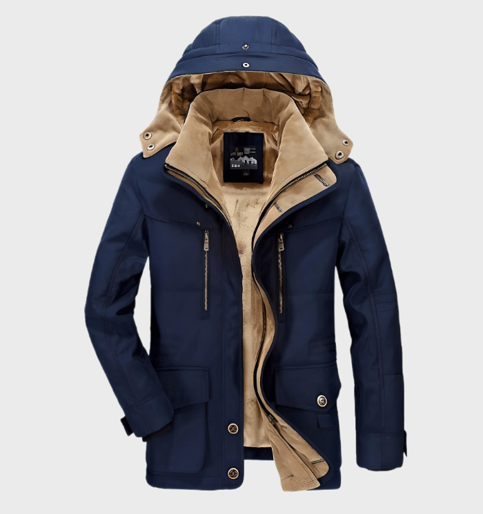 Herren Winterjacke Kapuzenparka Fleece-Innenfutter