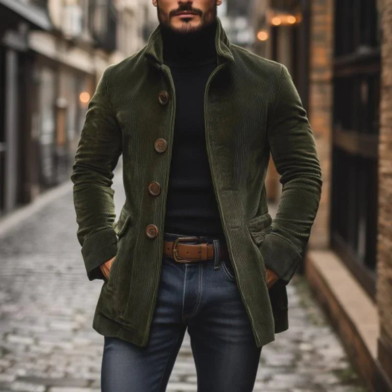 Herren Samtjacke Stehkragen Elegant Schwarz - Eveloria