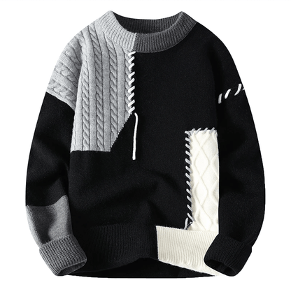 Herren Pullover Patch-Design Trendig Grau
