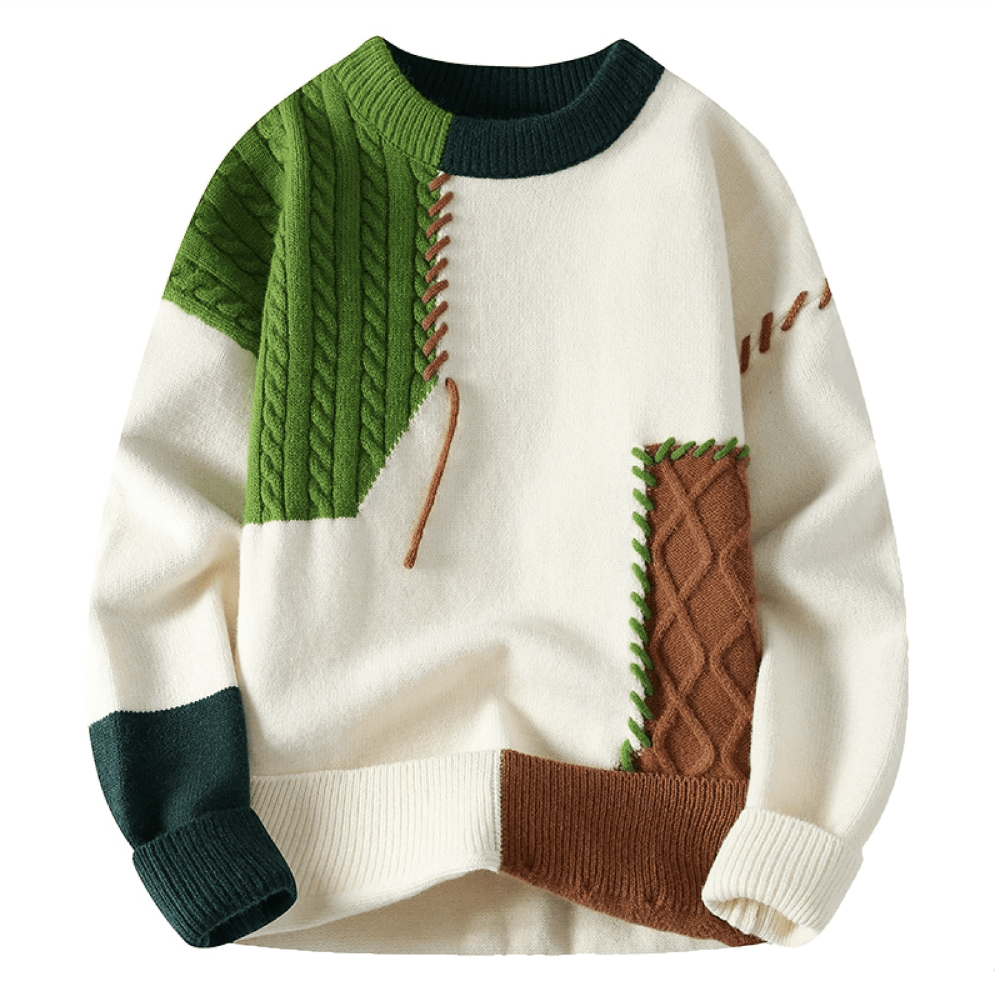 Herren Pullover Patch-Design Trendig Grau