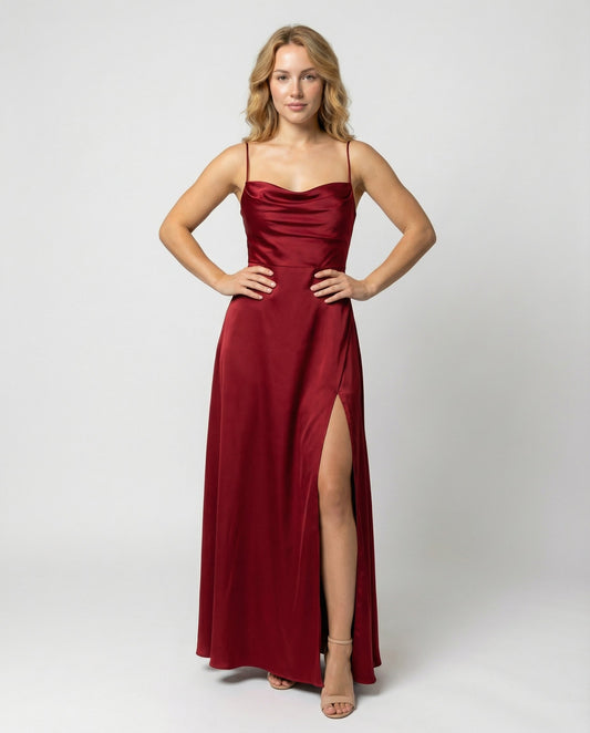 Damen Abendkleid Maxi mit Hochschlitz - Eveloria