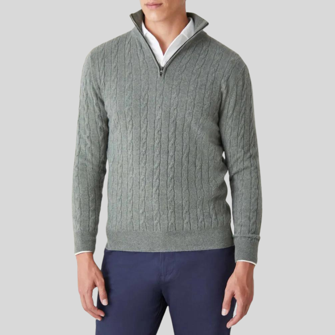Eveloria Herren Pullover Reißverschluss Hochwertig
