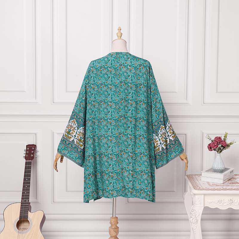 Eveloria Damen Boho Kimono Mittellang Baumwolle Bunt