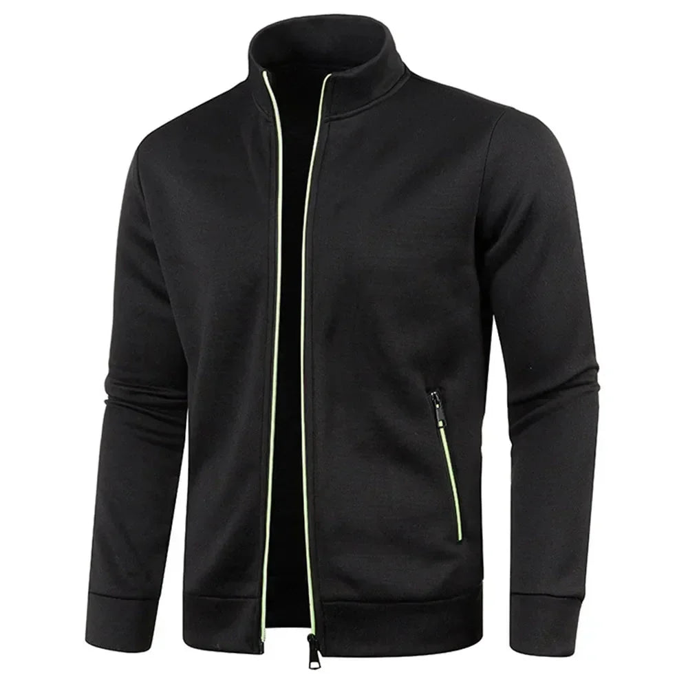 Herren Langarmcardigan Atmungsaktiv Reißverschluss Schwarz - Eveloria