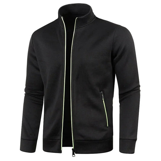 Herren Langarmcardigan Atmungsaktiv Reißverschluss Schwarz - Eveloria
