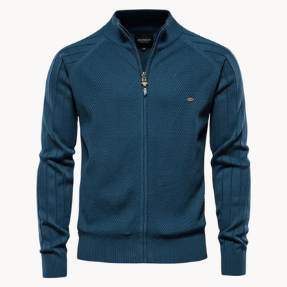 Herren Cardigan Strickjacke Reißverschluss Feinmasche - Eveloria
