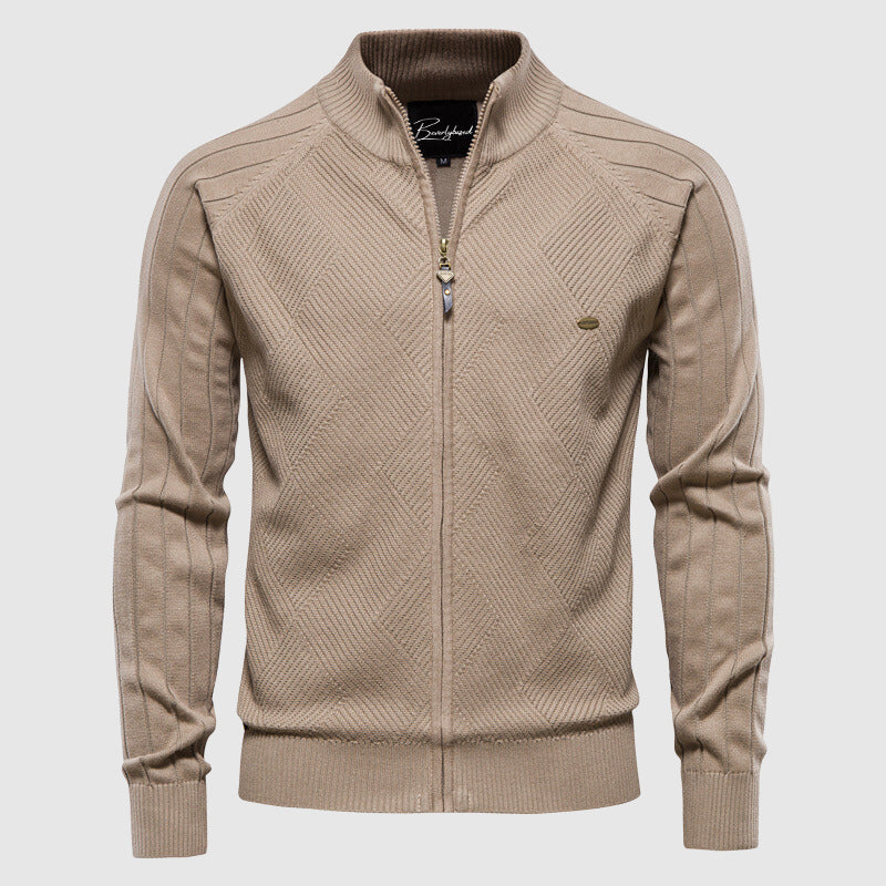 Herren Strickjacke Langarm Zip-Up Cardigan Durchgehender - Eveloria