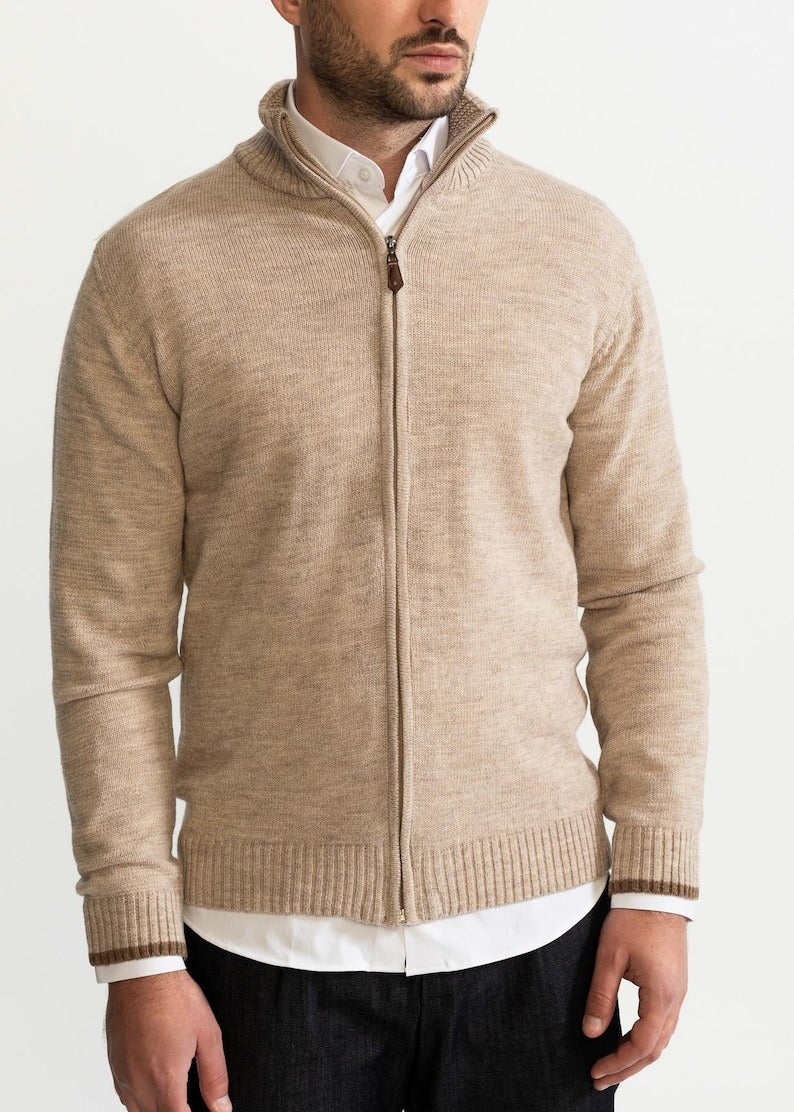 Herren Strickjacke Zip-Up Cardigan Durchgehend Reißverschluss - Eveloria