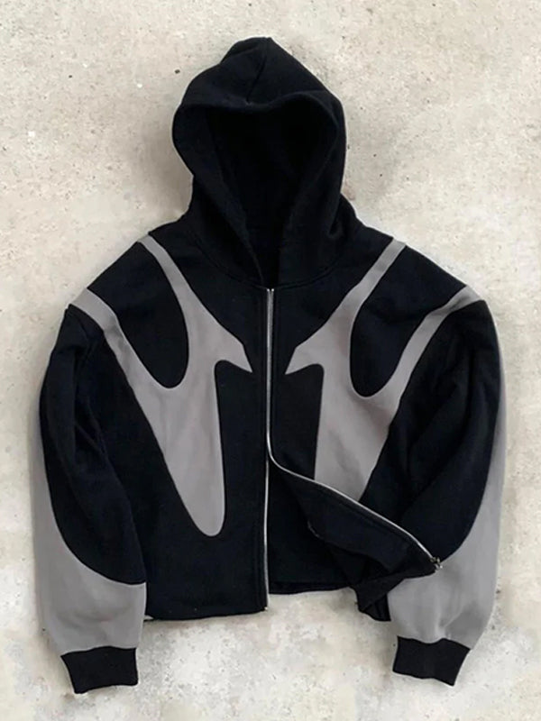 Männer Zweifarbiger Kapuzenpulli Zip-Up Hoodie Durchgehender - Eveloria